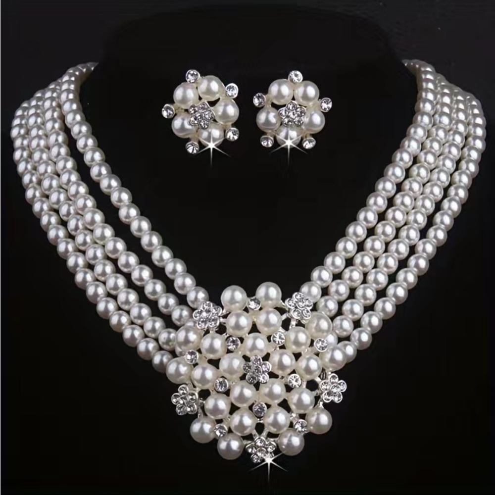 NWOT high end non branded bridal necklace and earrings